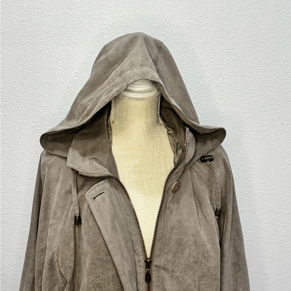 London Fog Jacket Womens‎ Large Taupe Zip and Button Detachable Hood 3496-511 - Picture 5 of 12